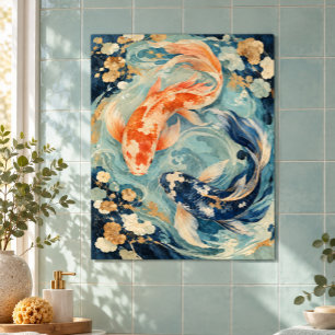 Impression d'art de bassin de koi abricot