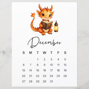 Impression d'art de bébé dragon de décembre Calend