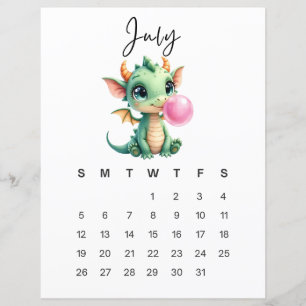 Impression d'art de bébé dragon de juillet Fantais