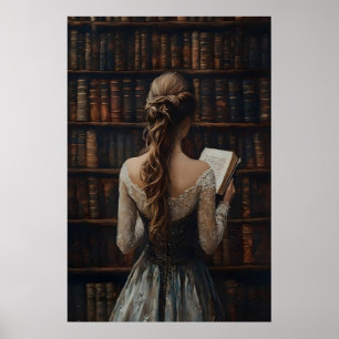 Impression d'art de bibliothèque vintage, cadeau p