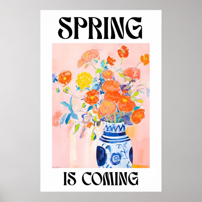 Impression d'art de bouquet floral printanier vase (Devant)