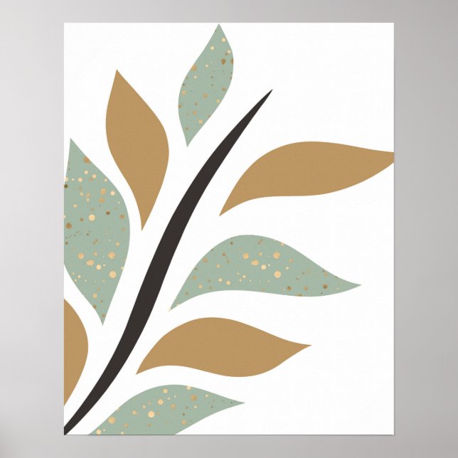 Impression d'art de branche simple vert menthe et  (Devant)