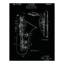Impression d'art de brevet de saxophone vintage