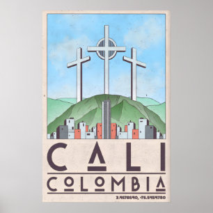 Impression d'art de Cali Colombie de style vintage