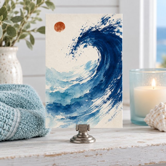 Impression d'art de calligraphie des marées (4 x 6 inch unframed semi-gloss print. Flat printed artwork. Styled scene; props not included.)