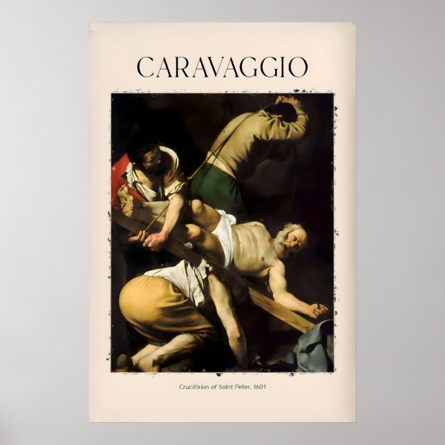 Impression d'art de Caravage - Crucifixion de Sain (Devant)
