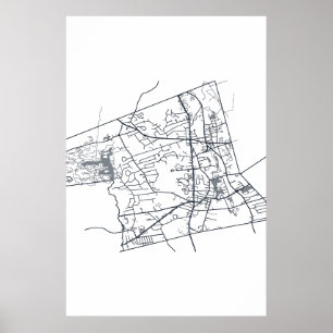 Impression d'art de carte de rue d'Abington Massac