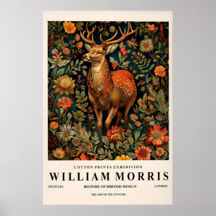 Impression d'art de cerf de style William Morris,