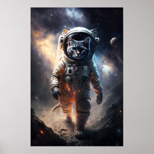 Impression d'art de chat astronaute drôle d'animal