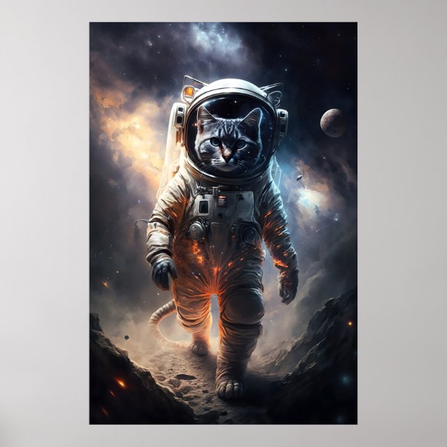 Impression d'art de chat astronaute drôle d'animal (Devant)