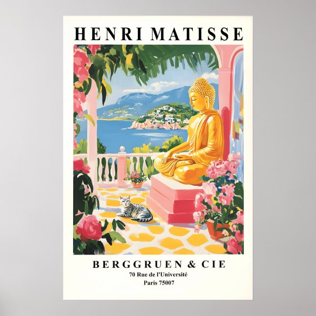 Impression d'art de chat bouddha dans le style Mat (Devant)