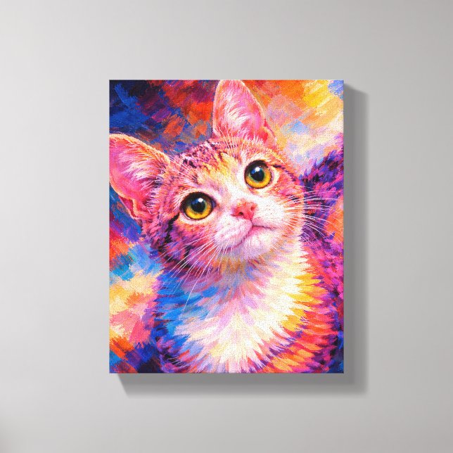 Impression d'art de chat coloré | Peinture vibrant (Recto)