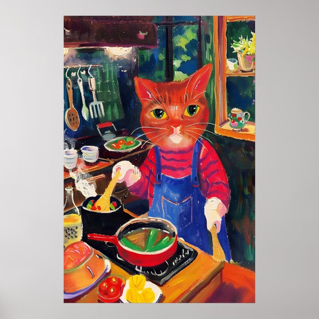 Impression d'art de chat culinaire Mur de cuisine  (Devant)