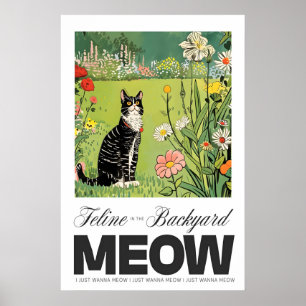 Impression d'art de chat dans un jardin Félin et f
