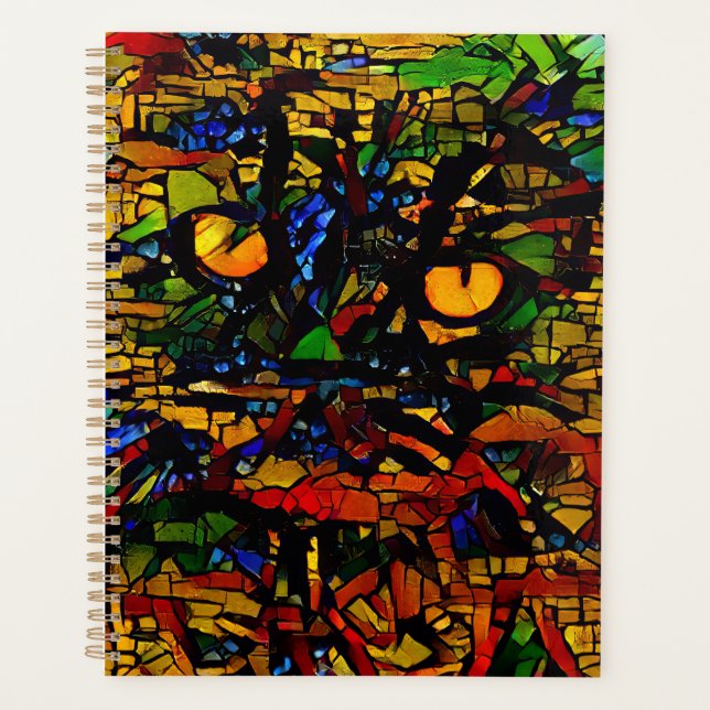 Impression d'art de chat en mosaïque colorée (Devant)