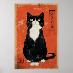 Impression d'art de chat japonais Maison éclectiqu