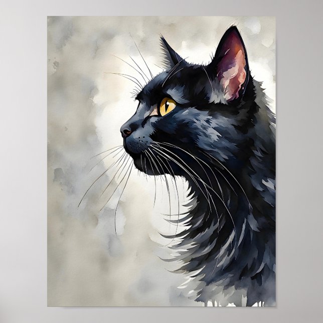 Impression d'art de chat noir minimaliste Décorati (Devant)