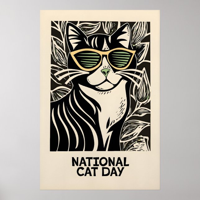 Impression d'art de chat noir rétro félin fantaisi (Devant)