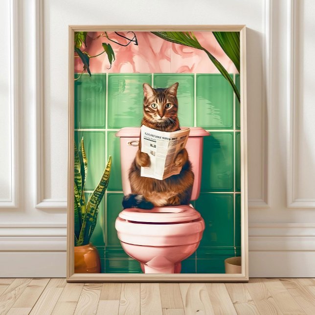 Impression d'art de chat tigré de salle de bain, A (Créateur téléchargé)