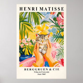 Impression d'art de chaton tigré style Matisse pou