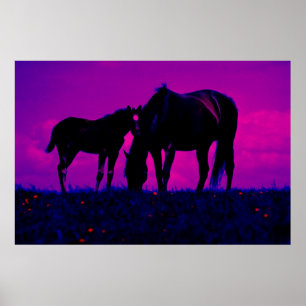 Impression d'art de cheval et de pouliche