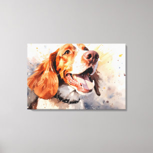 Impression d'art de chien à l'aquarelle joyeuse