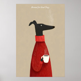 Impression d'art de chien buvant du café Cozy Cani
