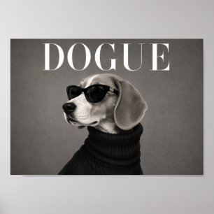 Impression d'art de chien de mode Beagle noir et b
