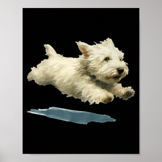 Impression d'art de chien drôle courant Mignon Wes (Devant)