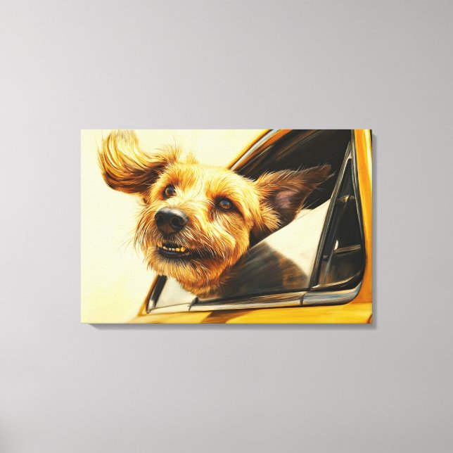 Impression d'art de chien joueur profitant d'une b (Recto)