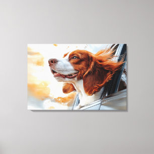 Impression d'art de chien joyeux dans le vent
