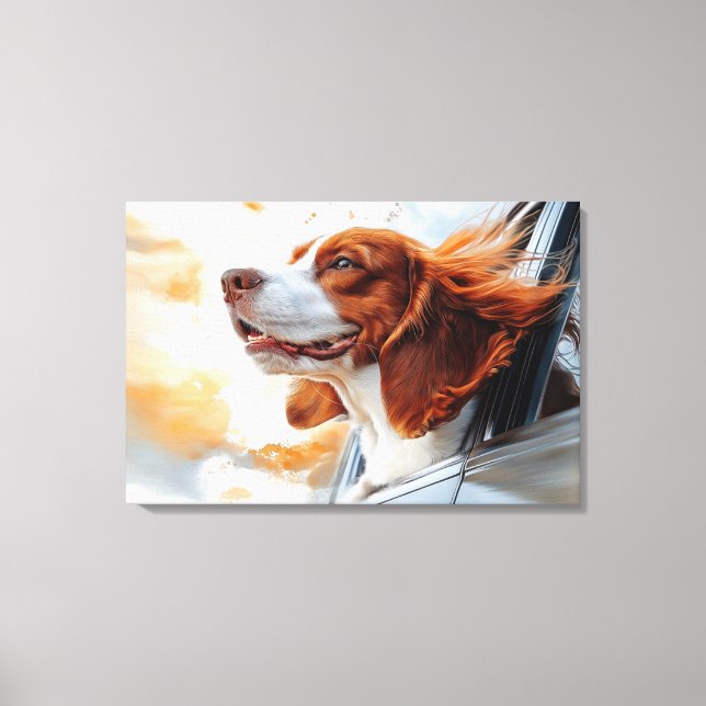 Impression d'art de chien joyeux dans le vent (Recto)