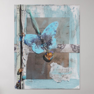 Impression d'art de cœur de papillon en techniques