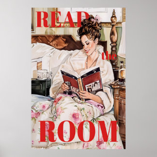 Impression d'art de coin de lecture rétro femme vi