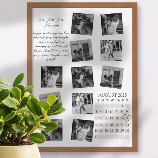 Impression d'art de collage photo personnalisée po (Celebrate a year of love with this personalized photo art print!)