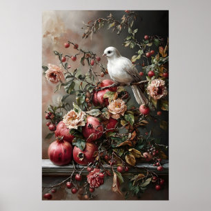 Impression d'art de colombe et de grenade, Dark Co