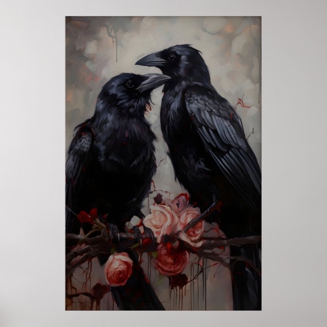 Impression d'art de couple de corbeaux gothiques C (Devant)