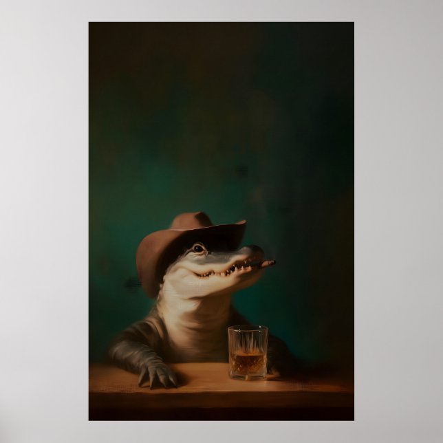 Impression d'art de cowboy alligator, western anim (Devant)