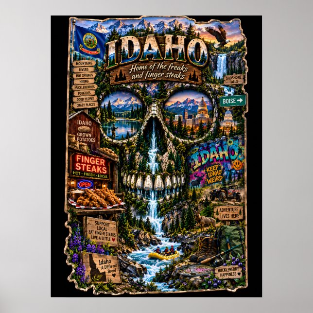 Impression d'art de crâne de l'Idaho | État d'espr (Devant)