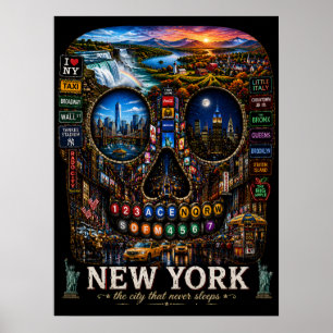 Impression d'art de crâne de New York État d'esp