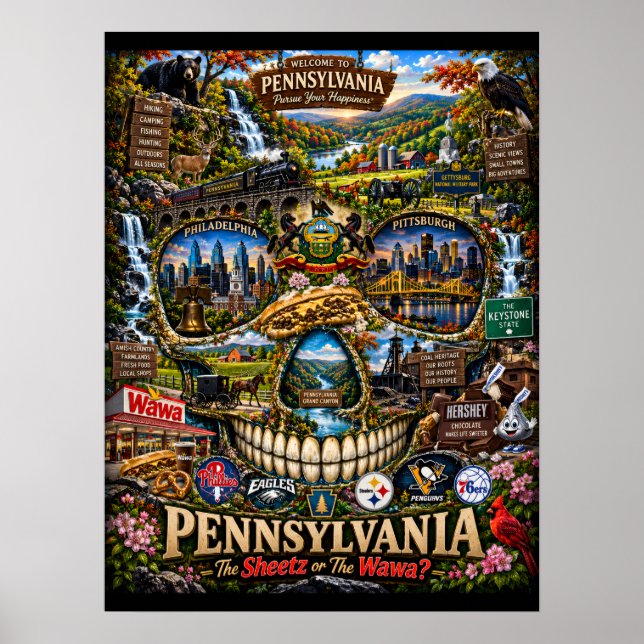 Impression d'art de crâne de Pennsylvanie | État d (Devant)