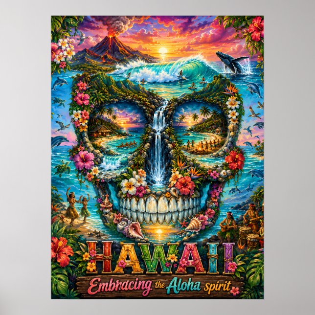 Impression d'art de crâne d'Hawaï | État d'esprit (Devant)