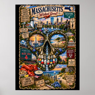 Impression d'art de crâne du Massachusetts État