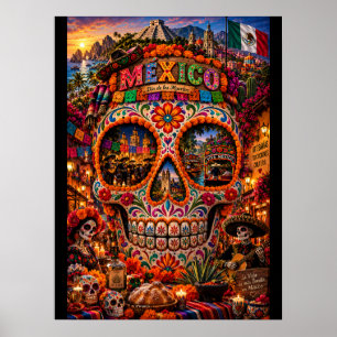 Impression d'art de crâne du Mexique État d'espr