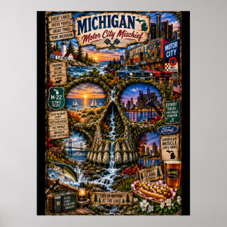 Impression d'art de crâne du Michigan | État d'esp