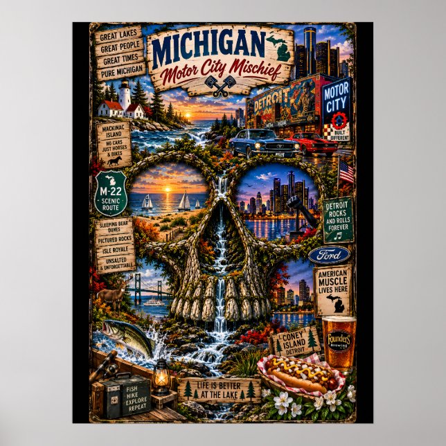 Impression d'art de crâne du Michigan | État d'esp (Devant)
