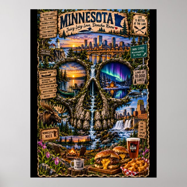 Impression d'art de crâne du Minnesota | État d'es (Devant)