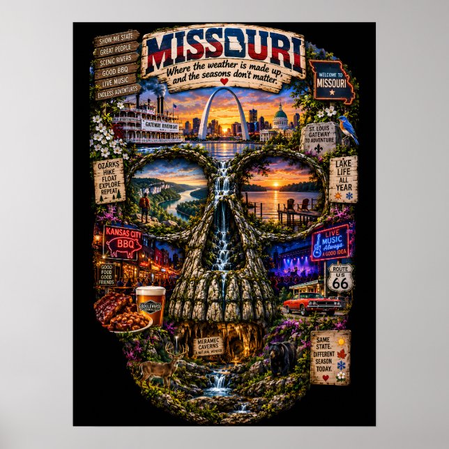 Impression d'art de crâne du Missouri | État d'esp (Devant)