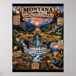 Impression d'art de crâne du Montana État d'espr