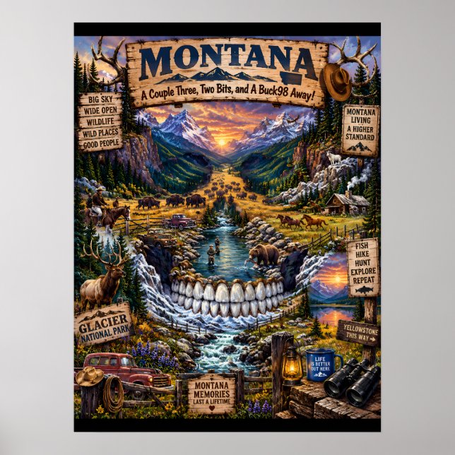 Impression d'art de crâne du Montana | État d'espr (Devant)